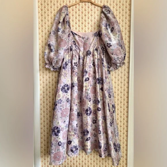 Storia Puff-Sleeve Floral Babydoll Midi Dress | Medium - Picture 7 of 10